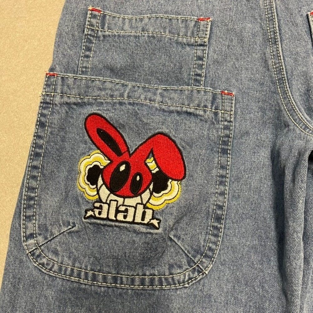 ALAB Jeans Men 30x31 Blue Denim Ultra Baggy Wide Leg Mega Rave Grunge Psycho Y2K - Picture 2 of 13